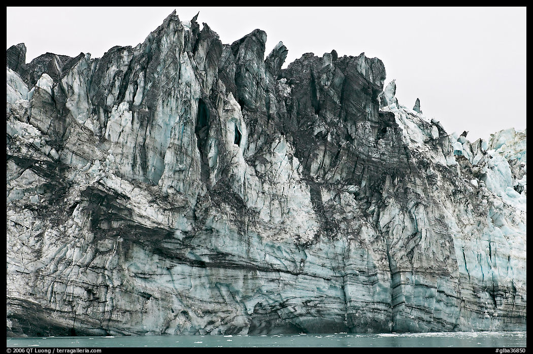 Face of Margerie Glacier with black ice. Glacier Bay National Park, Alaska, USA.