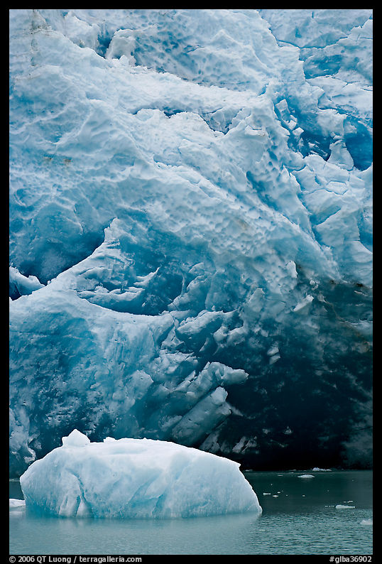 Iceberg and ice cave at the base of Reid Glacier. Glacier Bay National Park, Alaska, USA.
