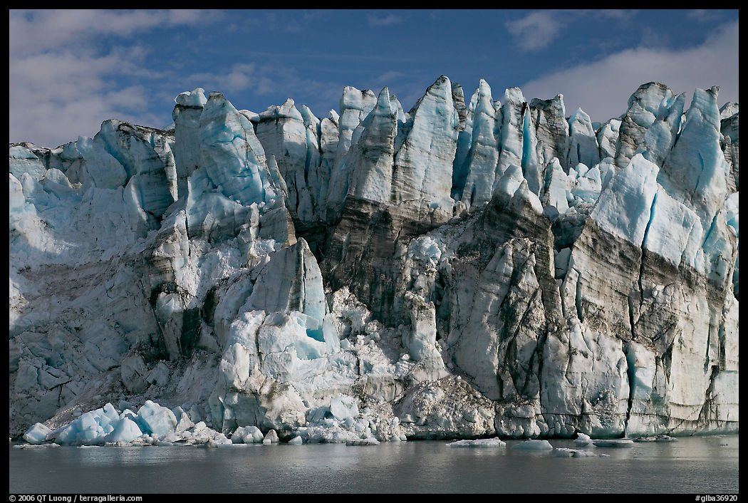 Seracs on the face of Lamplugh glacier. Glacier Bay National Park, Alaska, USA.