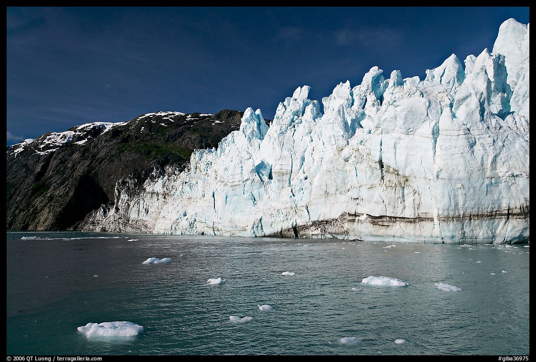 Face of Margerie Glacier on a sunny morning. Glacier Bay National Park, Alaska, USA.
