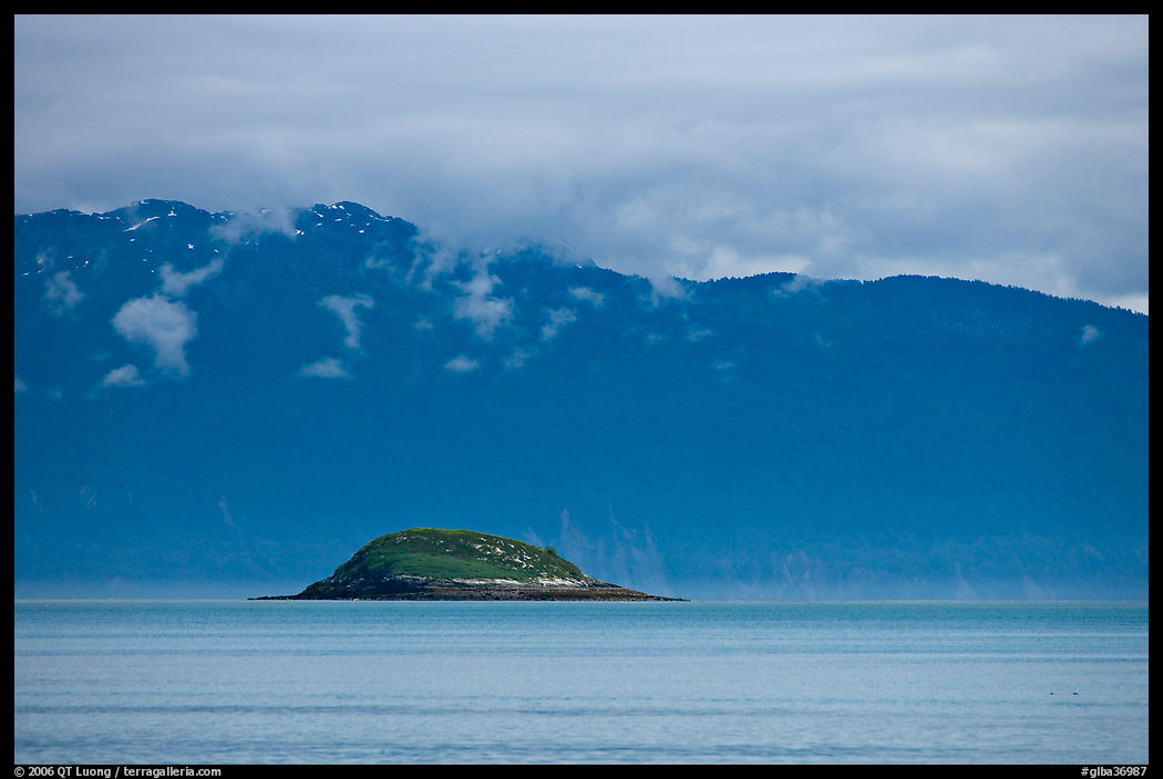 Green Island in blue seascape. Glacier Bay National Park, Alaska, USA.