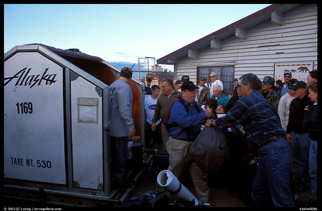 Baggage claim, King Salmon. Katmai National Park, Alaska, USA.
