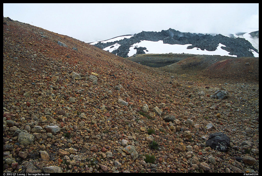 Pumice and Novarupta (the center of the 1912 eruption), Valley of Ten Thousand smokes. Katmai National Park