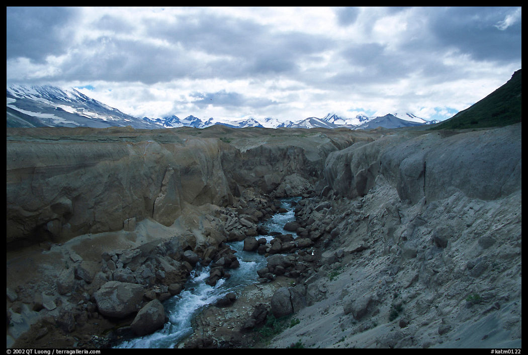 The Lethe river carved a deep gorge into the ash of the Valley of Ten Thousand smokes. Katmai National Park