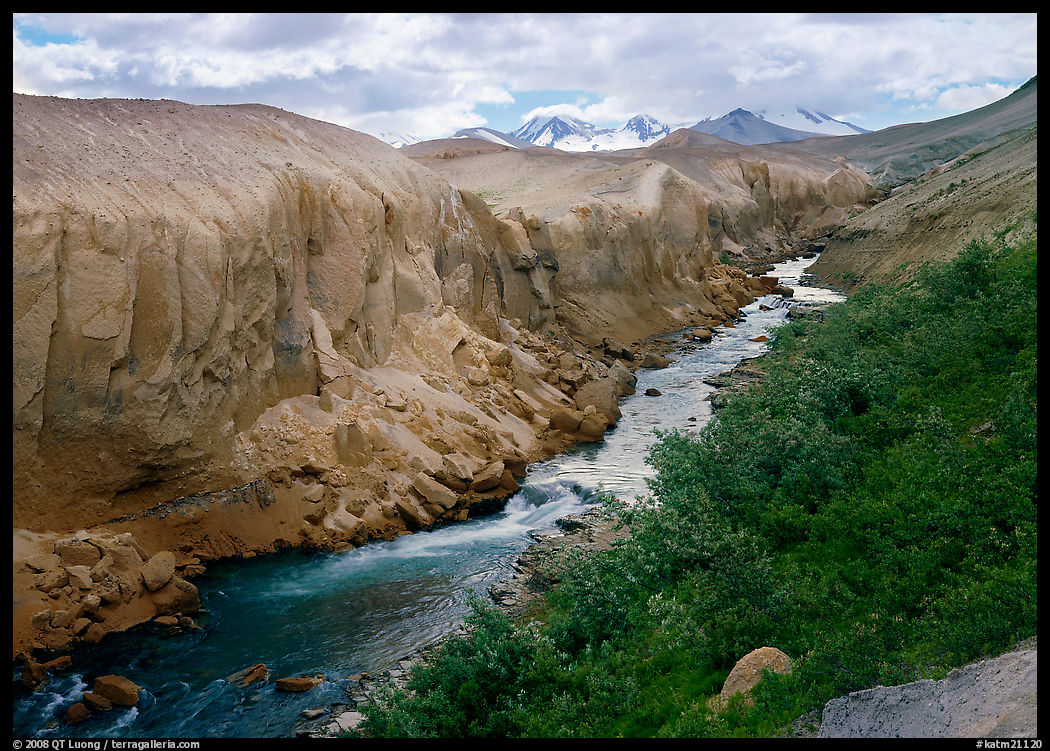 The Lethe river carved a deep gorge into the ash of the Valley of Ten Thousand smokes. Katmai National Park, Alaska, USA.
