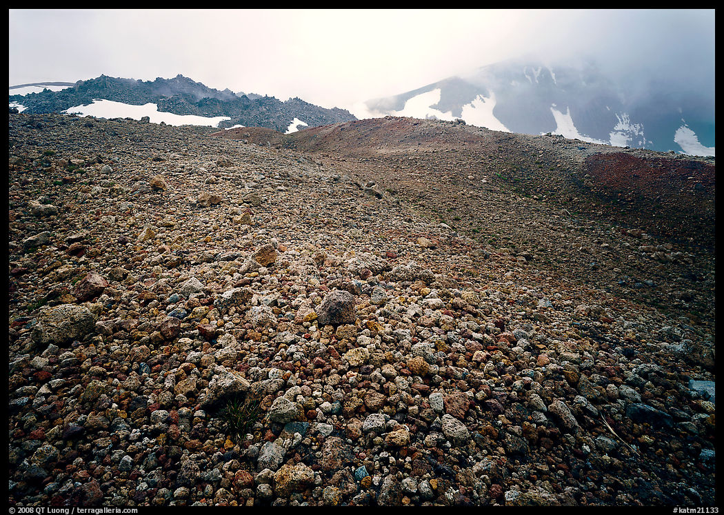 Pumice below Novarupta volcano, Valley of Ten Thousand smokes. Katmai National Park, Alaska, USA.