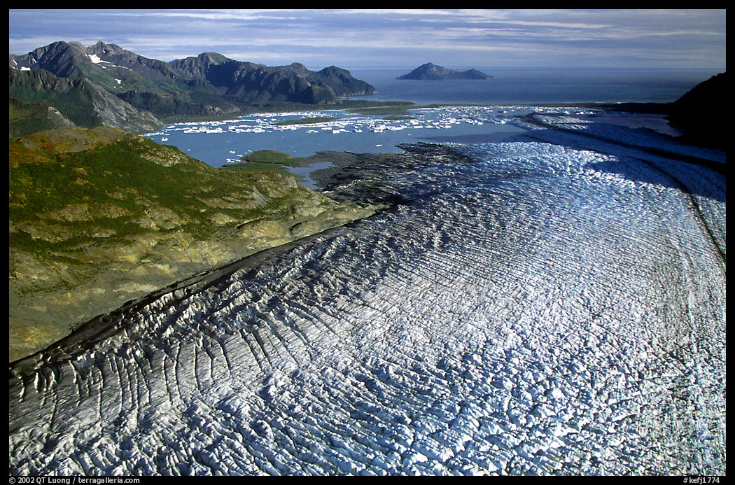 Aerial view of Bear Glacier. Kenai Fjords  National Park, Alaska, USA.