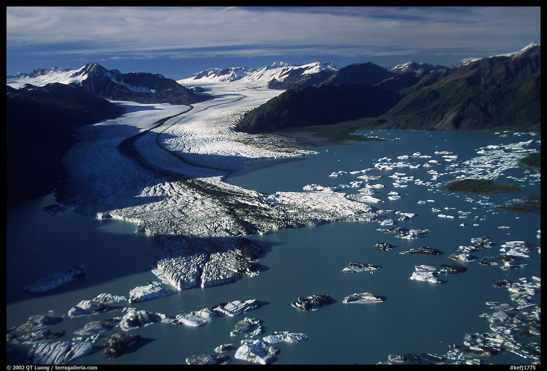 Aerial view of the front of Bear Glacier. Kenai Fjords  National Park, Alaska, USA.