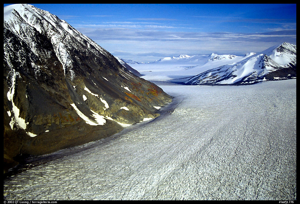 Aerial view of large Alaskan glacier. Kenai Fjords  National Park, Alaska, USA.