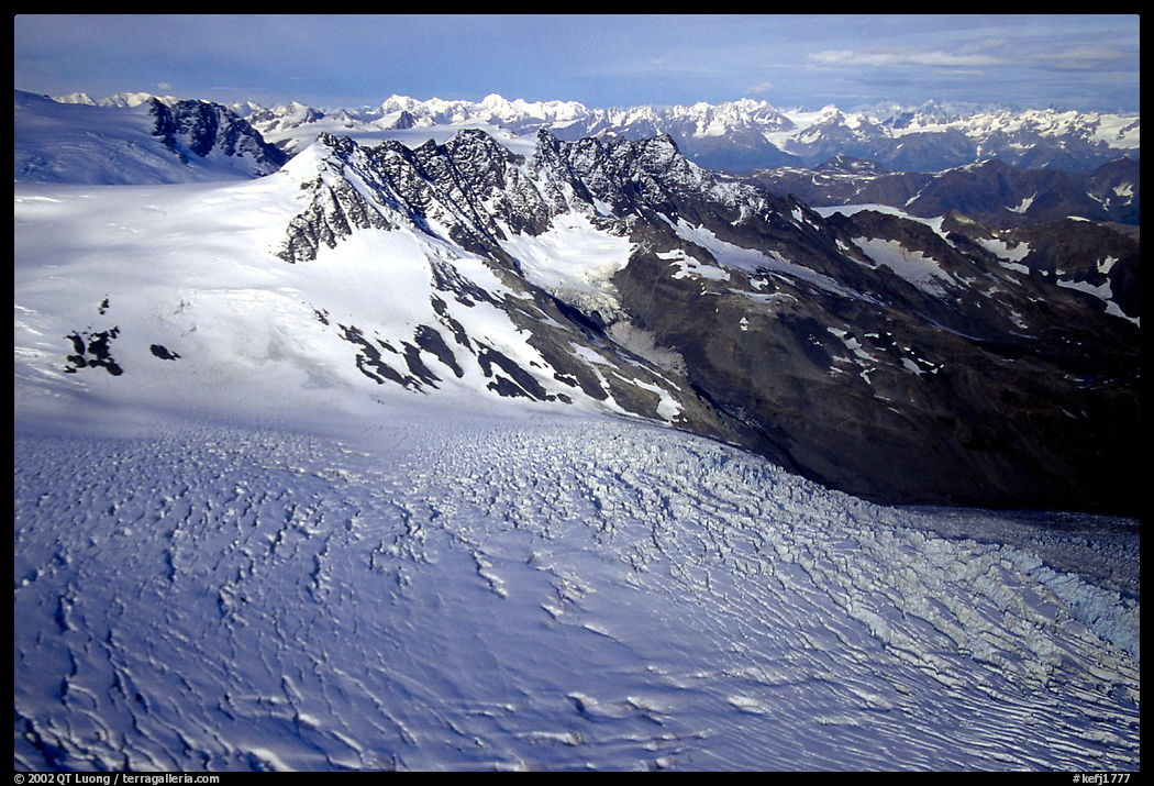 Aerial view of Aialik glacier. Kenai Fjords  National Park, Alaska, USA.