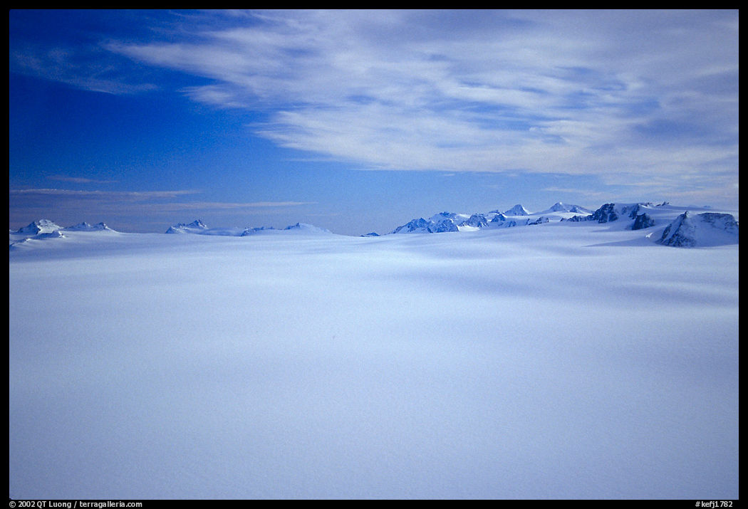 Aerial view of Harding icefield and Peaks. Kenai Fjords  National Park, Alaska, USA.