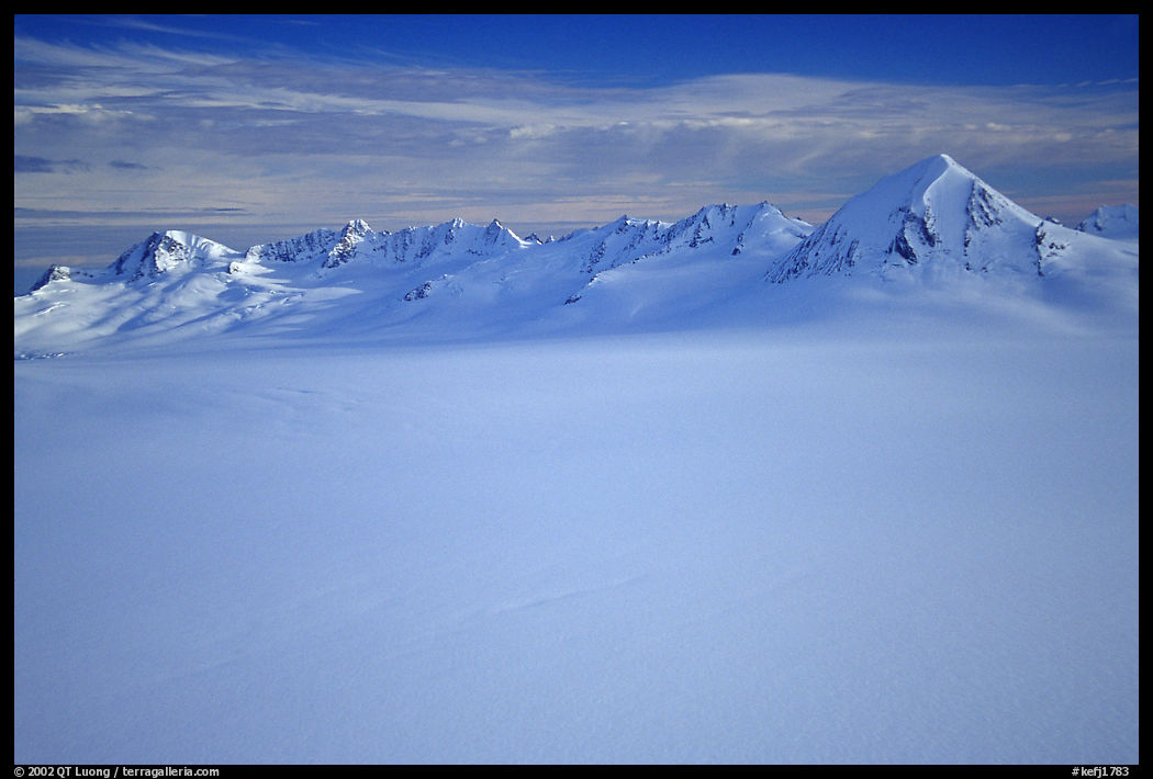 Aerial view of Harding icefield and Nunataks. Kenai Fjords  National Park, Alaska, USA.