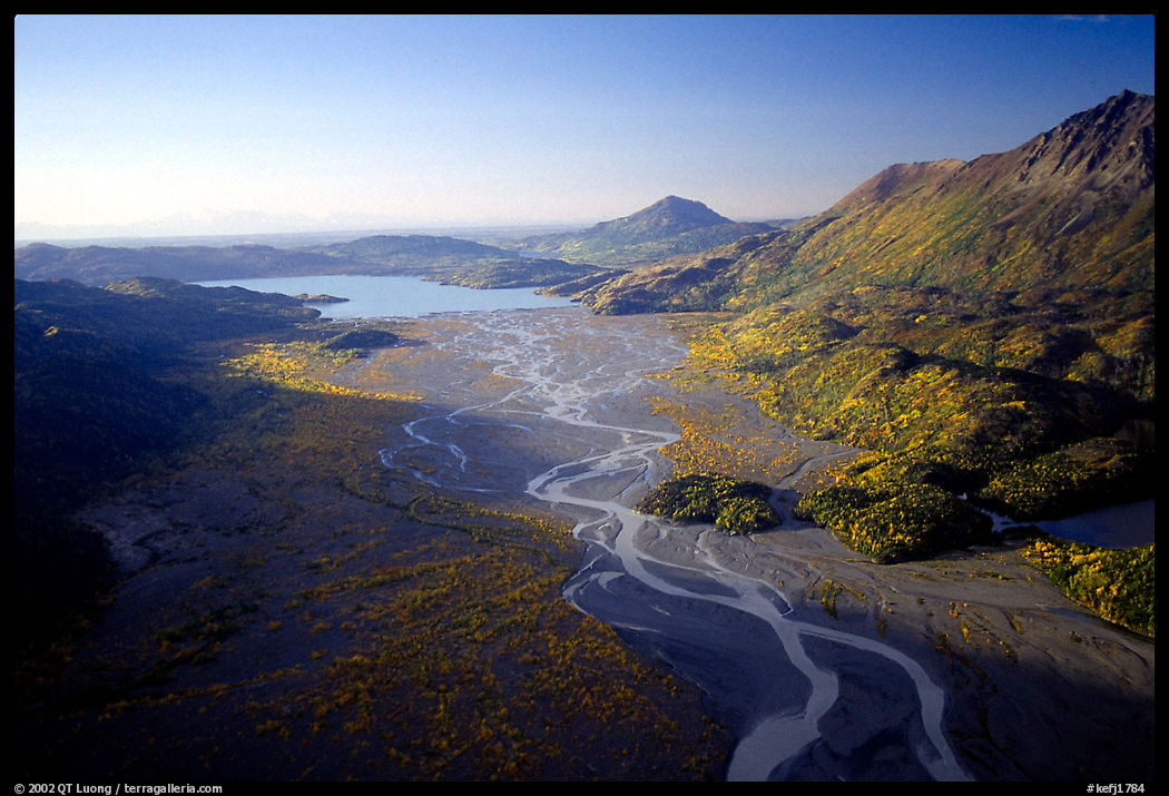 Aerial view of river. Kenai Fjords  National Park, Alaska, USA.