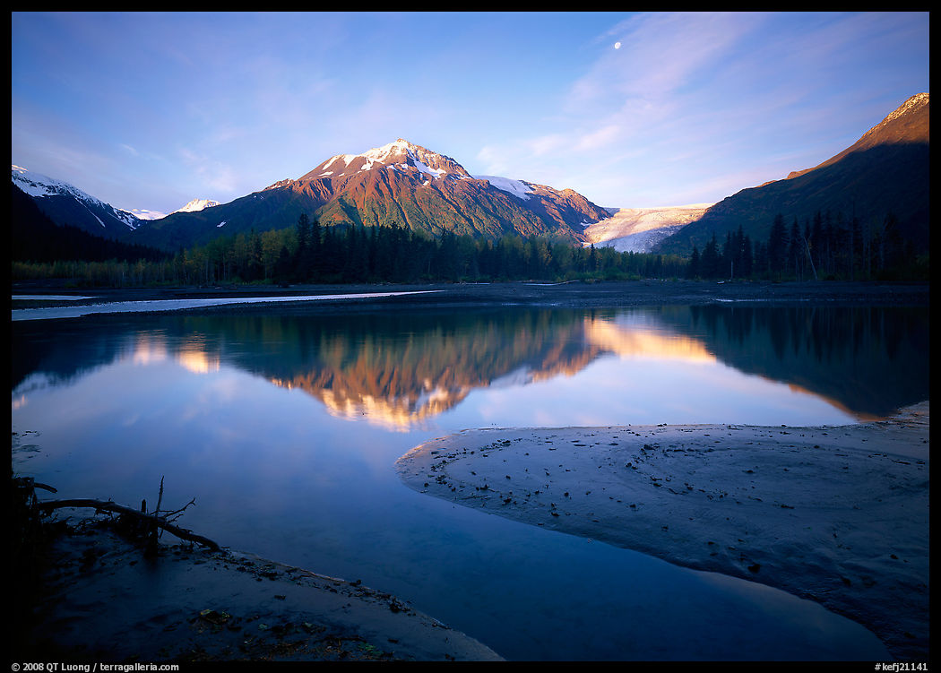 Resurrection River and Exit Glacier, early morning. Kenai Fjords  National Park, Alaska, USA.