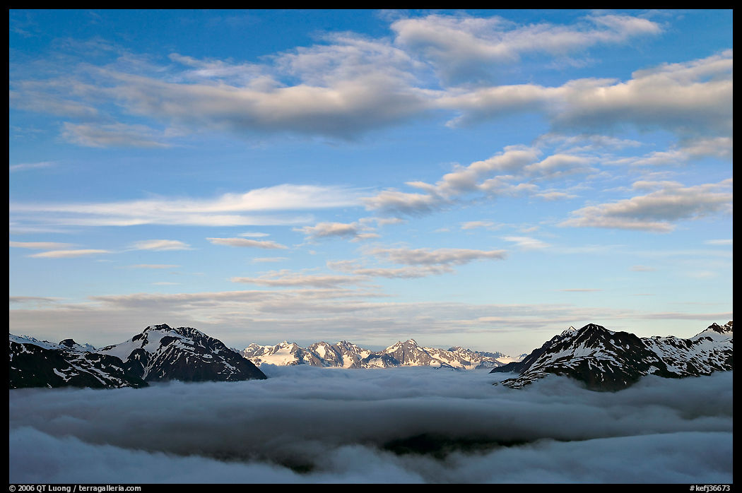 Sea of clouds and Resurection Mountains. Kenai Fjords  National Park, Alaska, USA.
