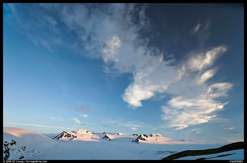 Harding Icefield and clouds, sunset. Kenai Fjords  National Park