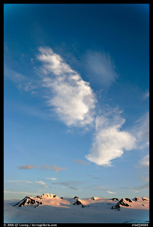 Clouds, Harding Icefield, and nunataks. Kenai Fjords  National Park