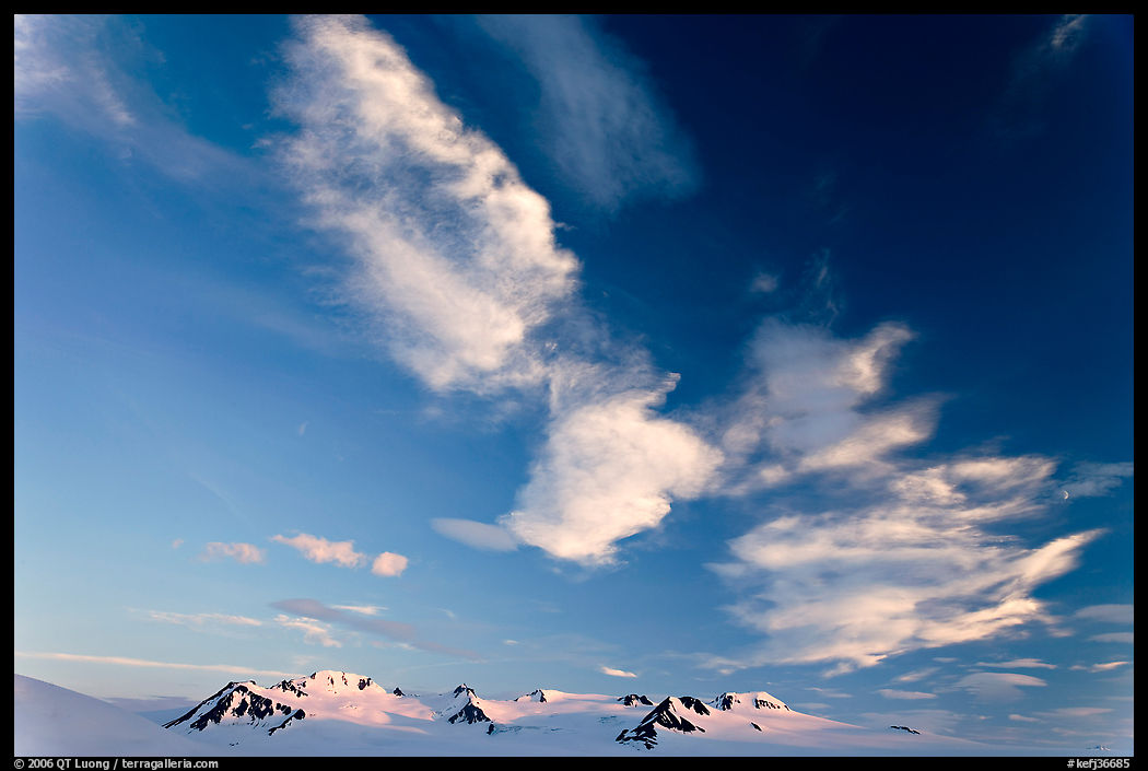 Nunataks and clouds at sunset. Kenai Fjords  National Park