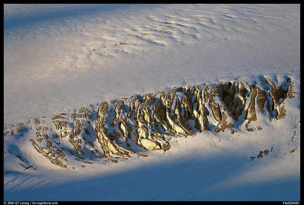 Crevasses uncovered by melting snow. Kenai Fjords  National Park, Alaska, USA.