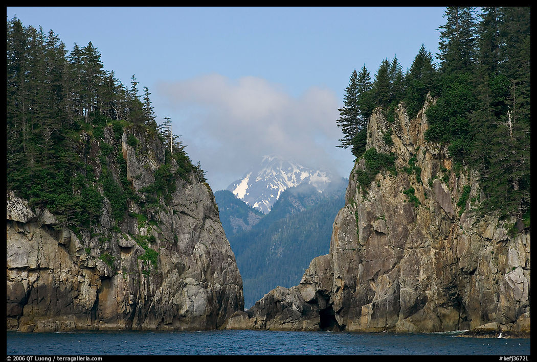 Steep rocky islands, Aialik Bay. Kenai Fjords  National Park, Alaska, USA.
