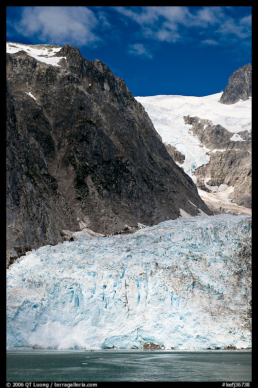 Steep Northwestern Glacier descending from Harding Icefield, Northwestern Fjord. Kenai Fjords  National Park, Alaska, USA.