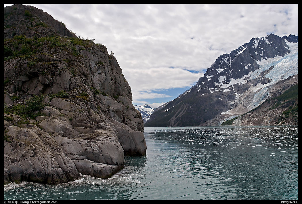 Striation Island and glacier in Northwestern Fjord. Kenai Fjords  National Park, Alaska, USA.