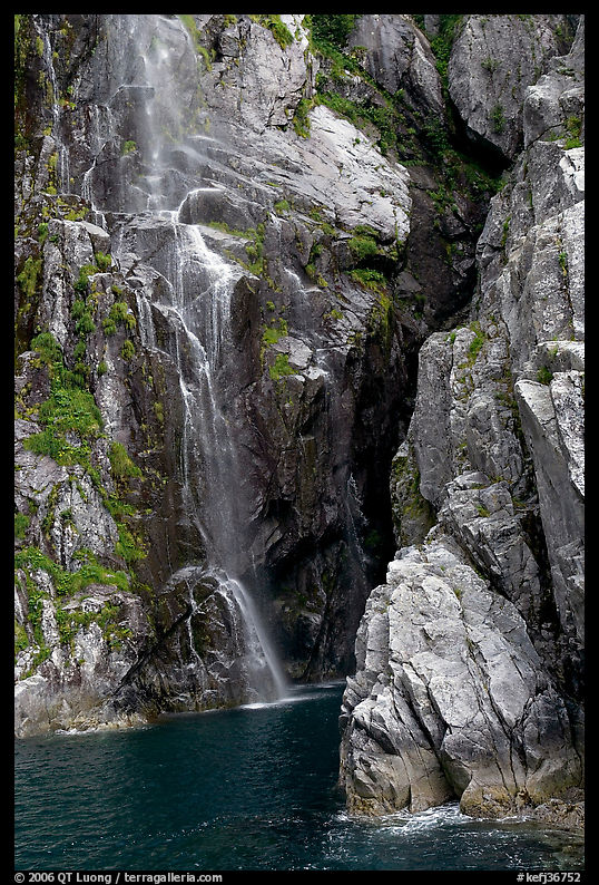 Waterfall, Cataract Cove, Northwestern Fjord. Kenai Fjords  National Park, Alaska, USA.