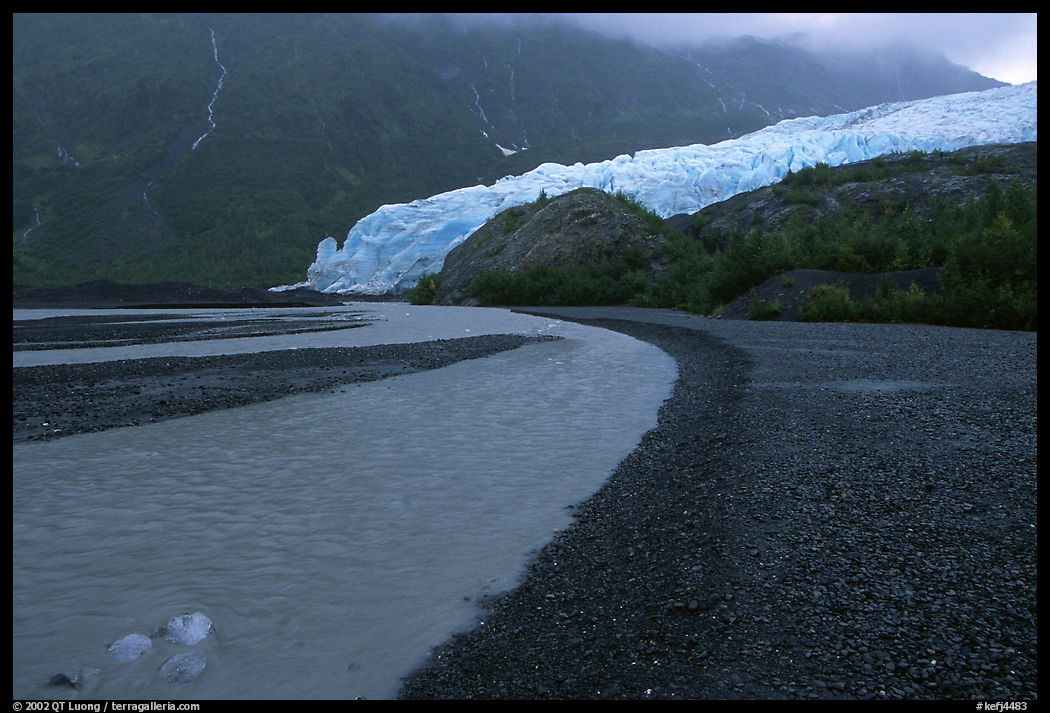 Glacial stream, Exit Glacier and outwash plain. Kenai Fjords  National Park, Alaska, USA.