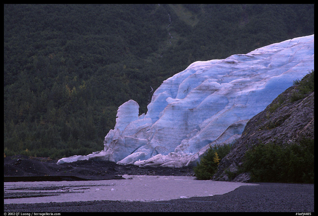 Exit Glacier from glacial plain. Kenai Fjords  National Park, Alaska, USA.