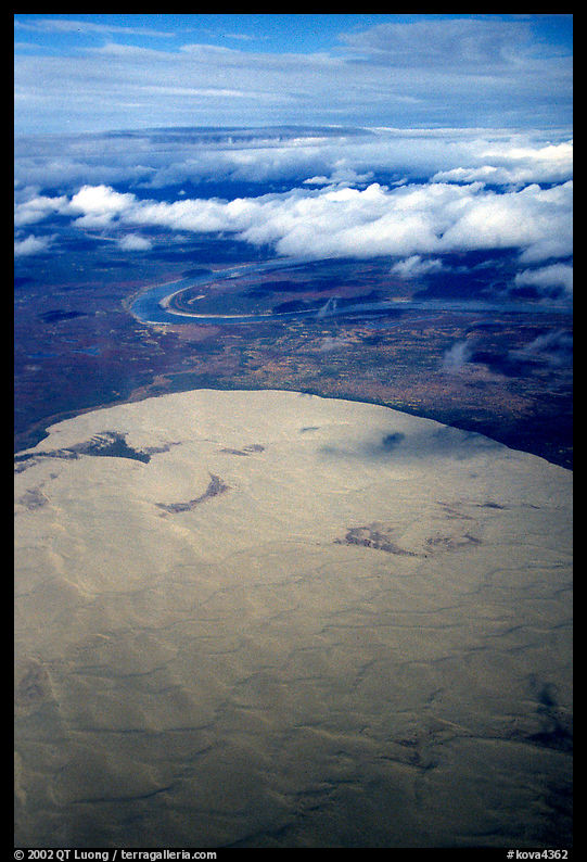 Aerial view of the Great Kobuk Sand Dunes. Kobuk Valley National Park, Alaska, USA.