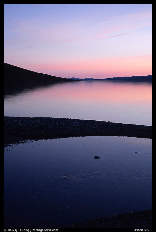 Turquoise Lake, midnight sunset. Lake Clark National Park, Alaska, USA.