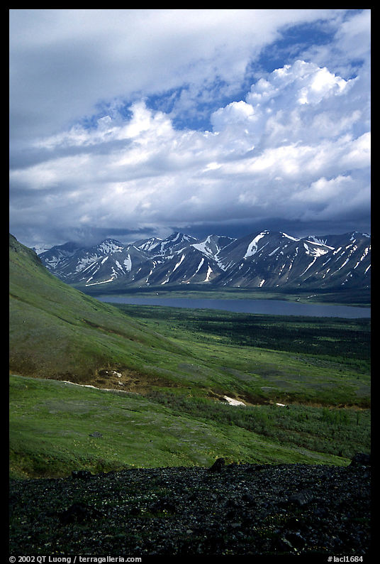 Tundra slopes and Twin Lakes. Lake Clark National Park, Alaska, USA.