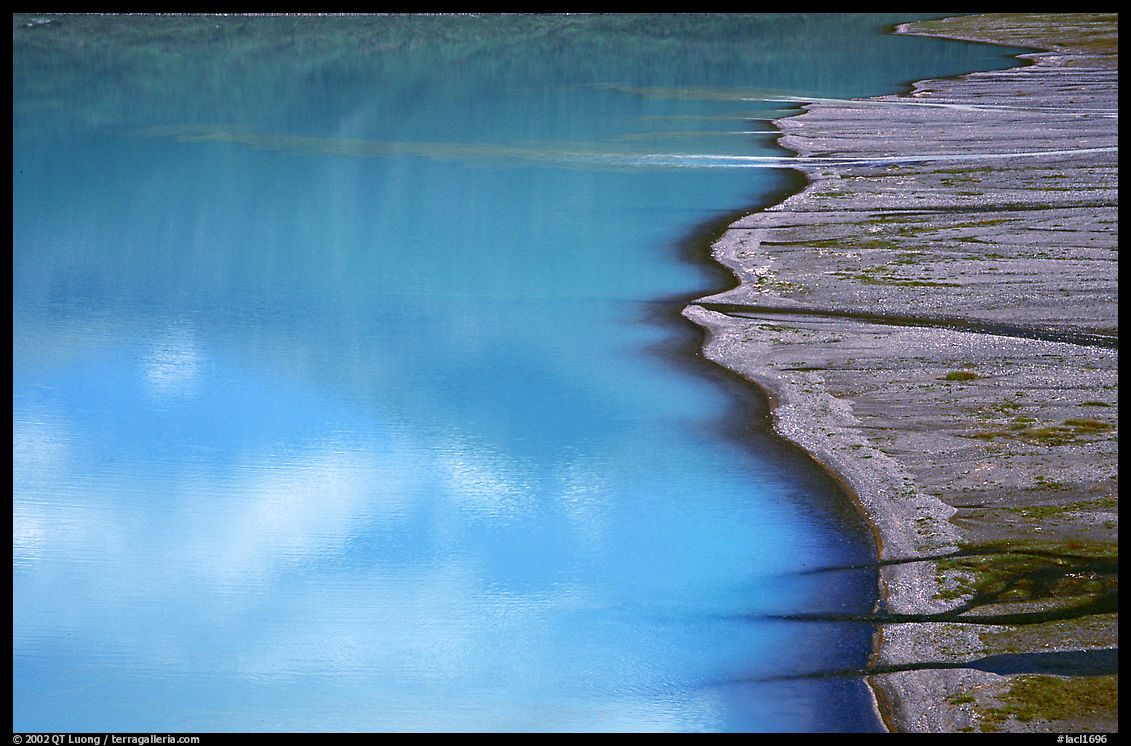 Turquoise Lake and gravel bar. Lake Clark National Park, Alaska, USA.
