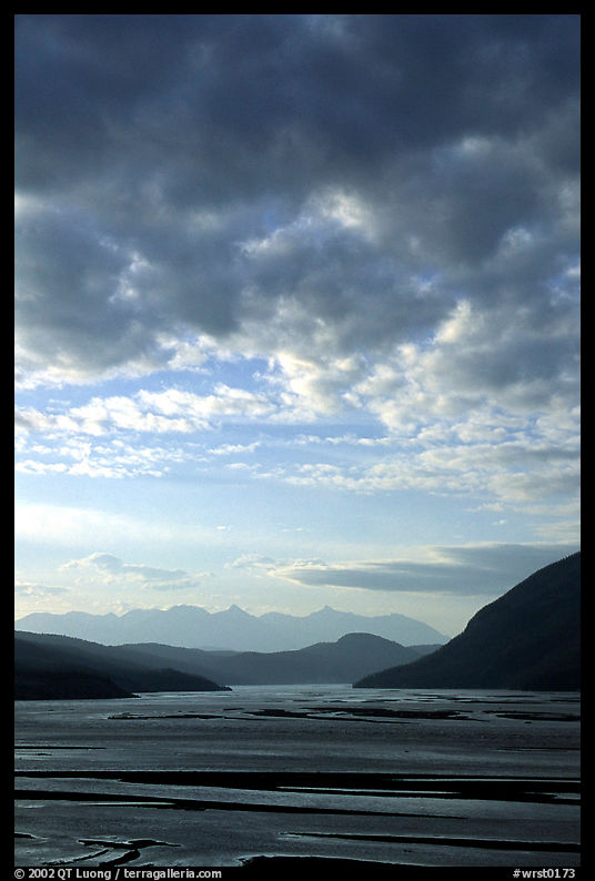 Sky and Copper River. Wrangell-St Elias National Park, Alaska, USA.