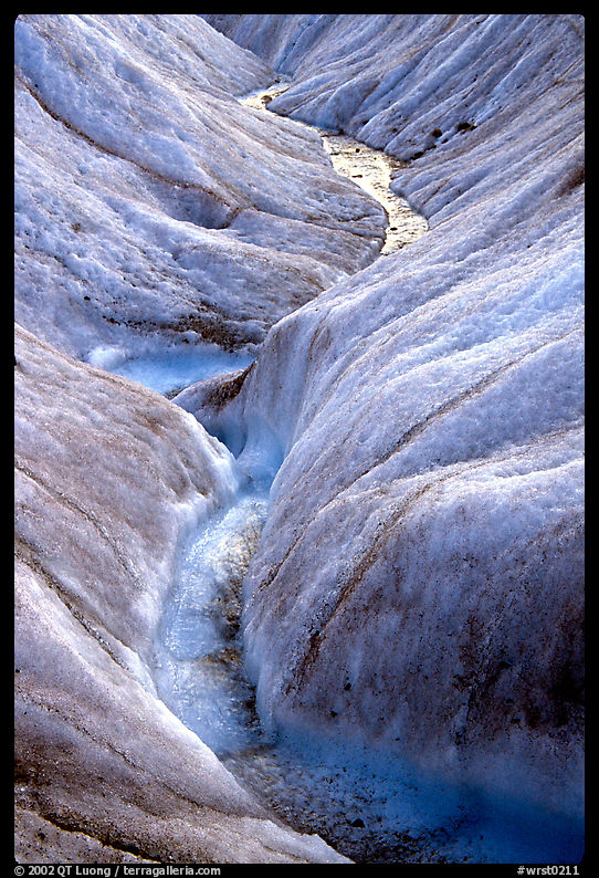 Close-up of glacial stream on Root glacier. Wrangell-St Elias National Park, Alaska, USA.