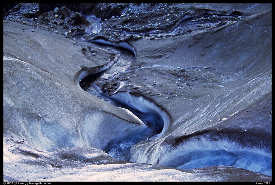 Stream on Root glacier. Wrangell-St Elias National Park, Alaska, USA.
