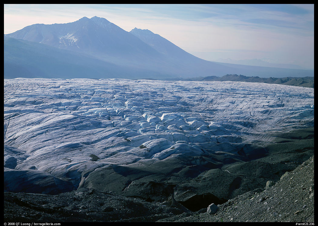 Root glacier and Bonanza ridge, morning. Wrangell-St Elias National Park, Alaska, USA.