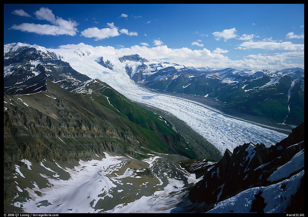 Root Glacier seen from Mt Donoho. Wrangell-St Elias National Park, Alaska, USA.