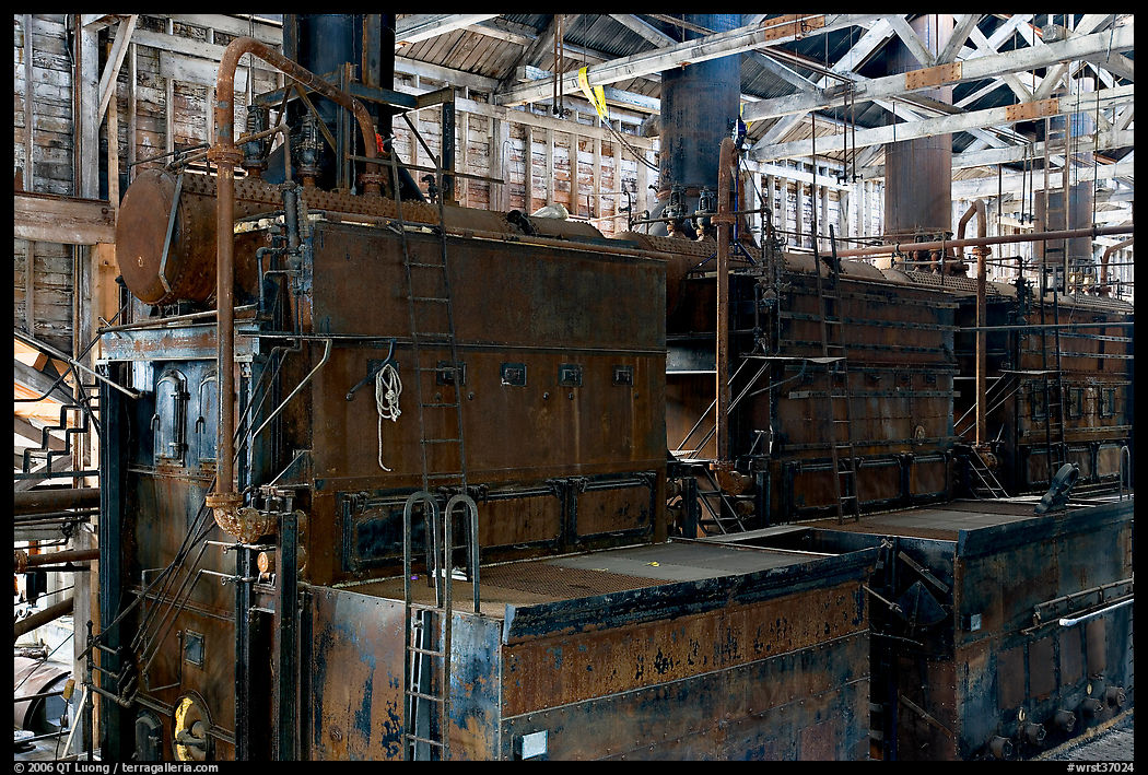 Burners inside the Kennecott power plant. Wrangell-St Elias National Park, Alaska, USA.