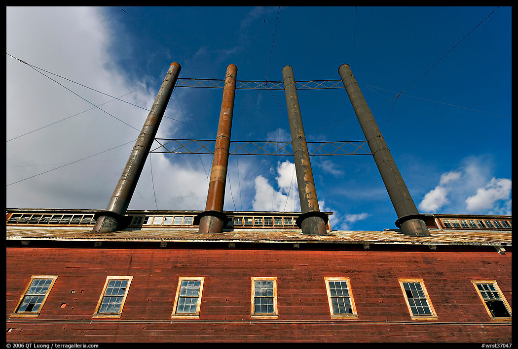 Historic Kennecott power plant and smokestacks. Wrangell-St Elias National Park, Alaska, USA.
