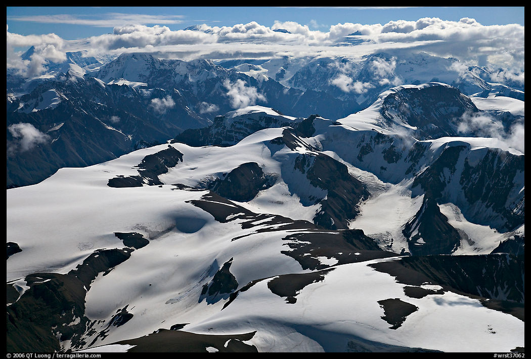 Aerial view of Saint Elias Mountains. Wrangell-St Elias National Park