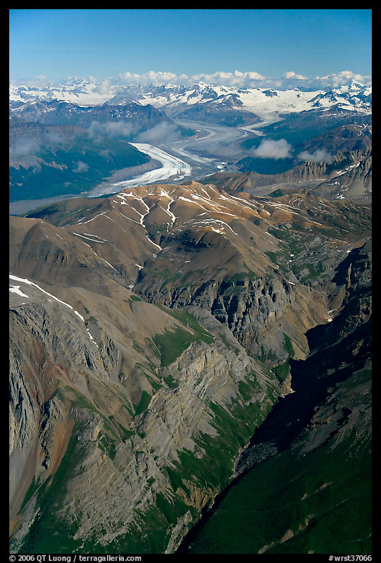 Aerial view of Chitistone Mountains. Wrangell-St Elias National Park, Alaska, USA.