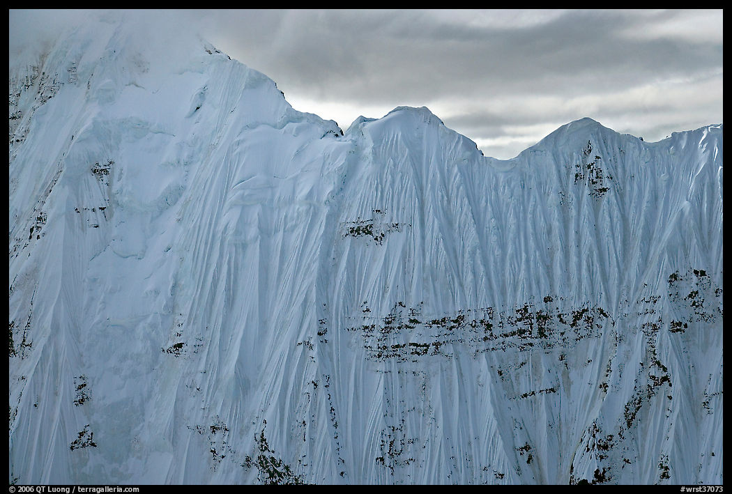 Aerial view of ice wall, University Range. Wrangell-St Elias National Park, Alaska, USA.