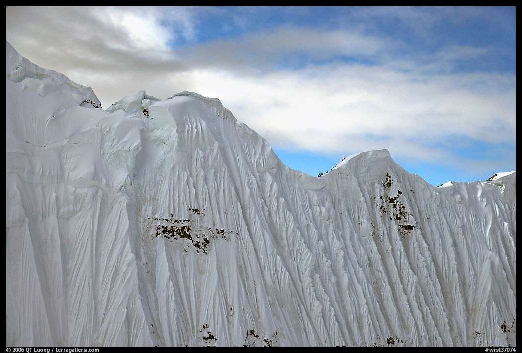 Aerial view of flutted wall, University Range. Wrangell-St Elias National Park