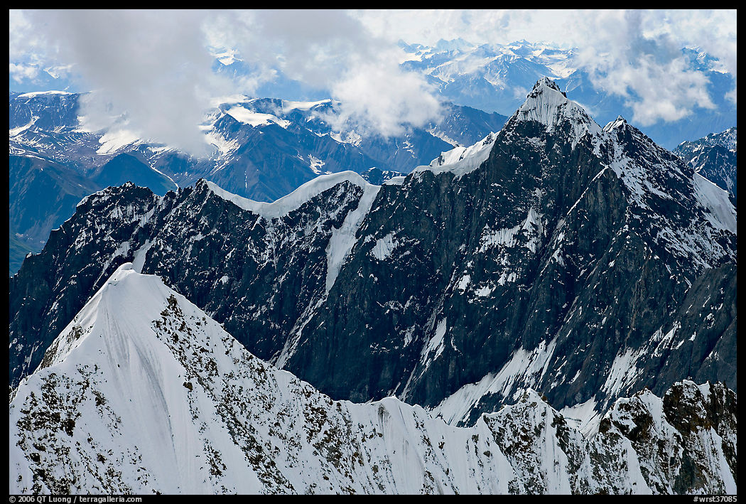 Aerial view of ridges, University Range. Wrangell-St Elias National Park
