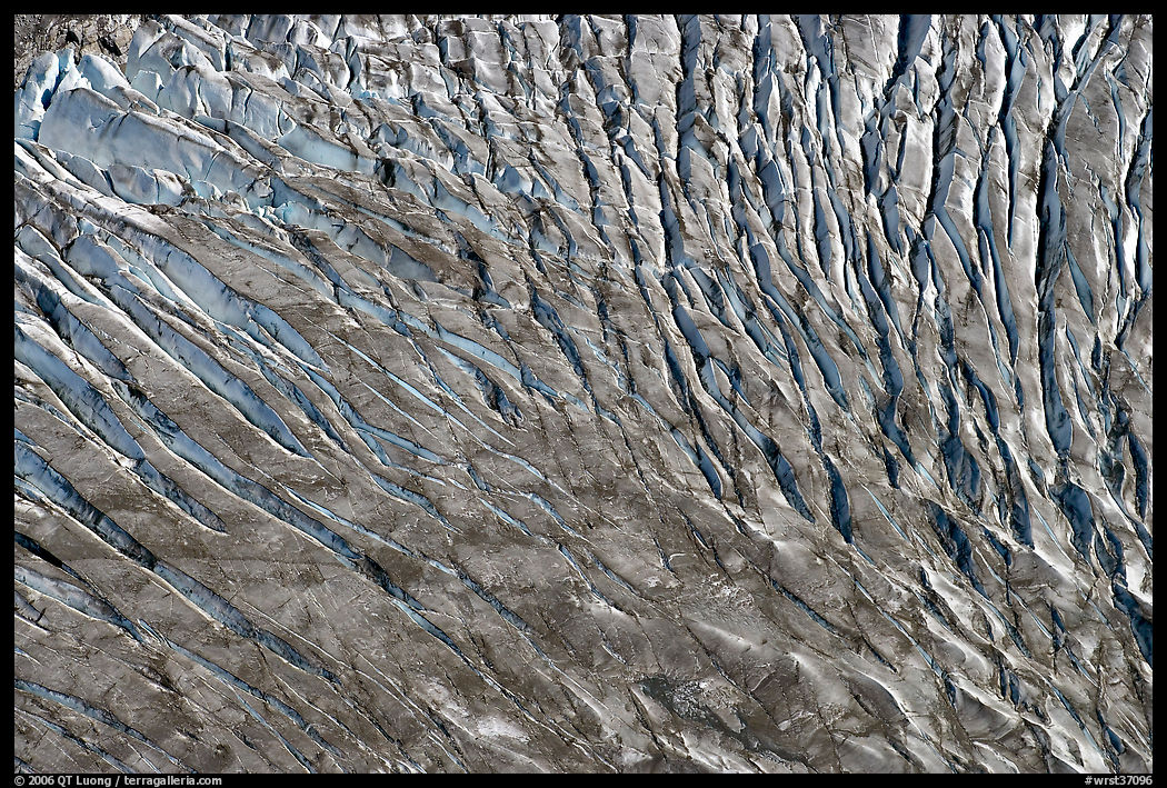 Aerial view of crevasses. Wrangell-St Elias National Park, Alaska, USA.
