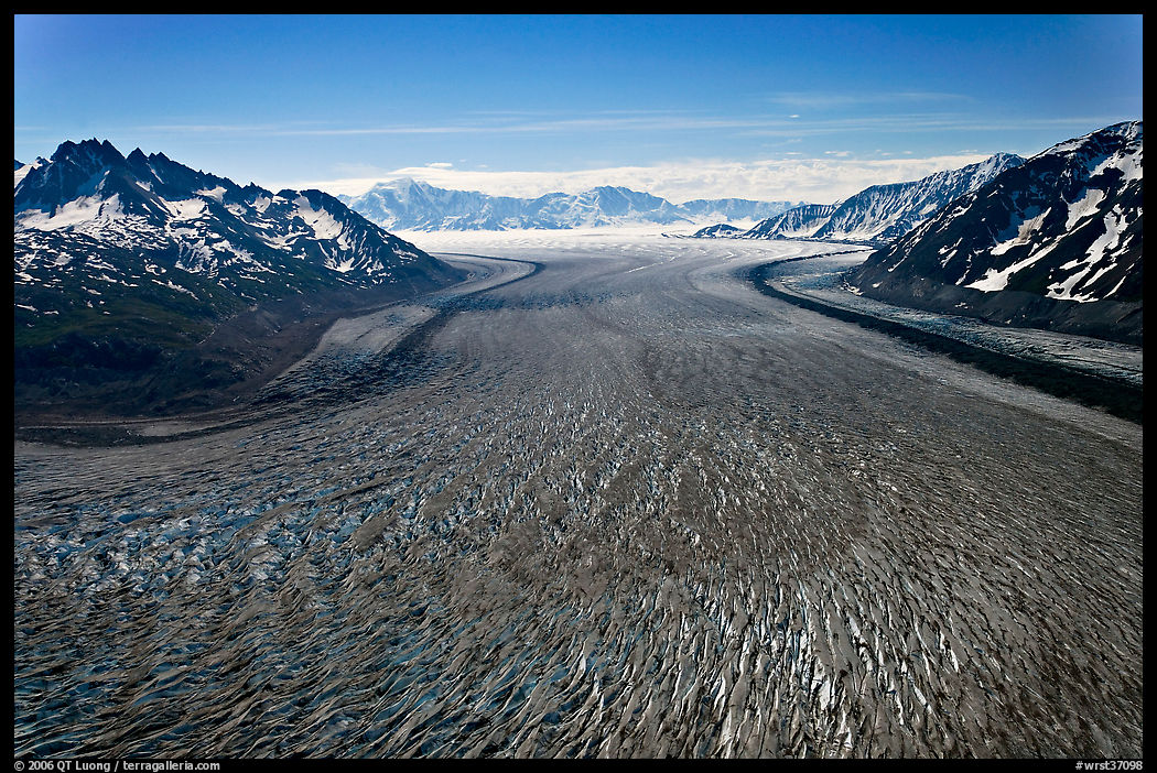 Aerial view of Tana Glacier. Wrangell-St Elias National Park, Alaska, USA.