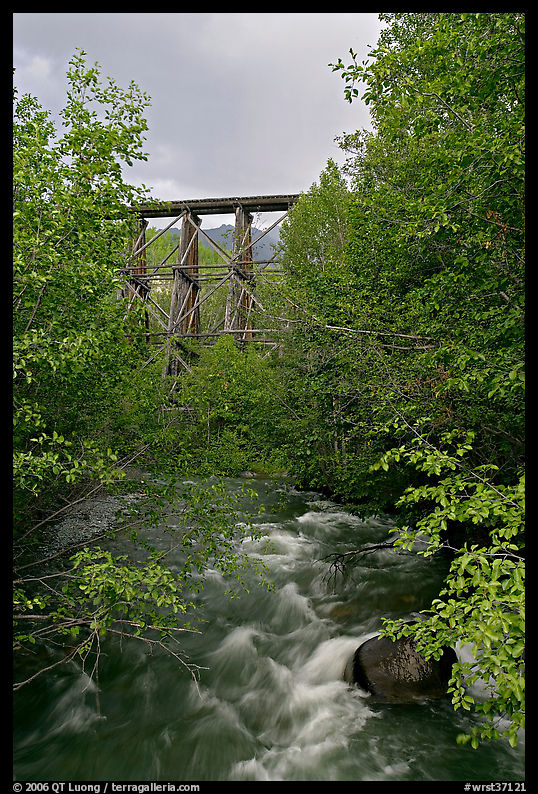 Gilahina River and trestle. Wrangell-St Elias National Park, Alaska, USA.