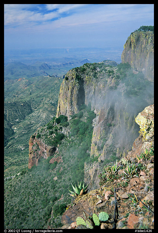 Cliffs and fog from South Rim, morning. Big Bend National Park
