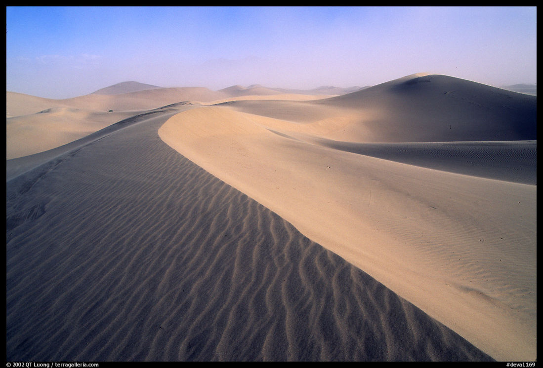 Mesquite Sand Dunes during a sandstorm. Death Valley National Park, California, USA.